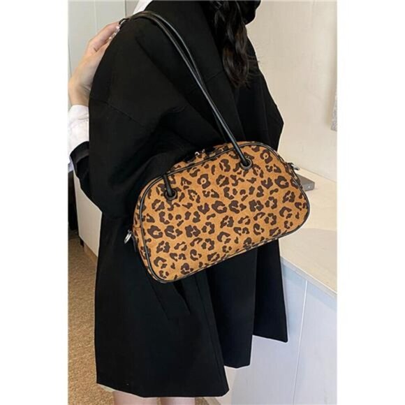 Leopard Suede Medium Shoulder‎ Bag - Picture 4 of 6
